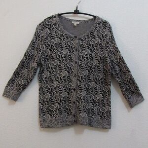 Talbots Black and White patterned cardigan sweater